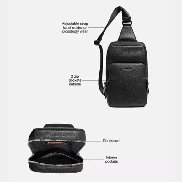 Coach Gotham Pack Sling Camo Mens Blue Leather Small Backpack Crossbody C5334 - Picture 12 of 13